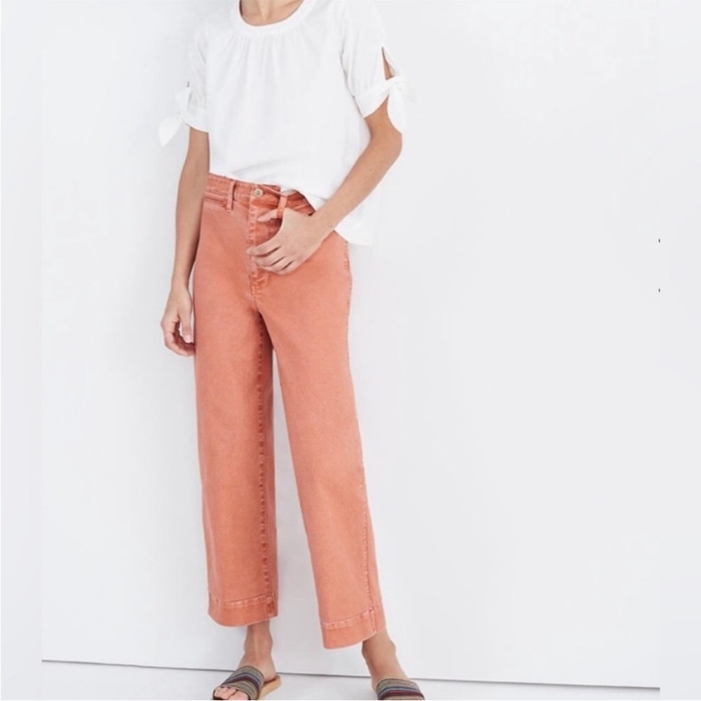 Madewell l 24 High Rise Wide Leg Cropped Summer Salmon Jeans Pants
